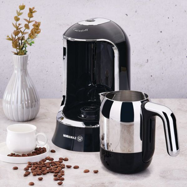 Korkmaz Kahvekolik Mokkamaschine Kaffeemaschine Schwarz Chrom A860-07 – Bild 2