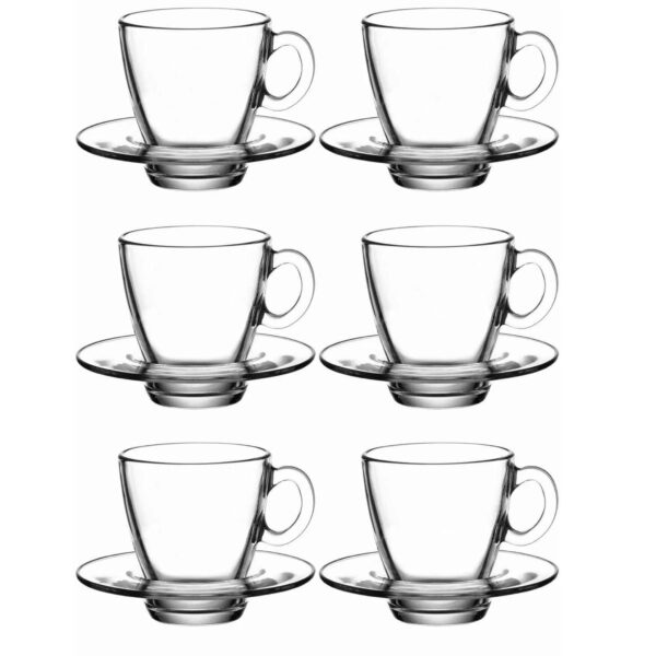 Pasabahce Aqua 95040 Teegläser Kaffeegläser mit Henkel 215ml 6er Set