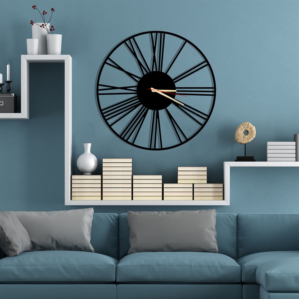 Wanduhr Vintage Stil 60 cm ohne Tickgeräusche Minimalist – Bild 2