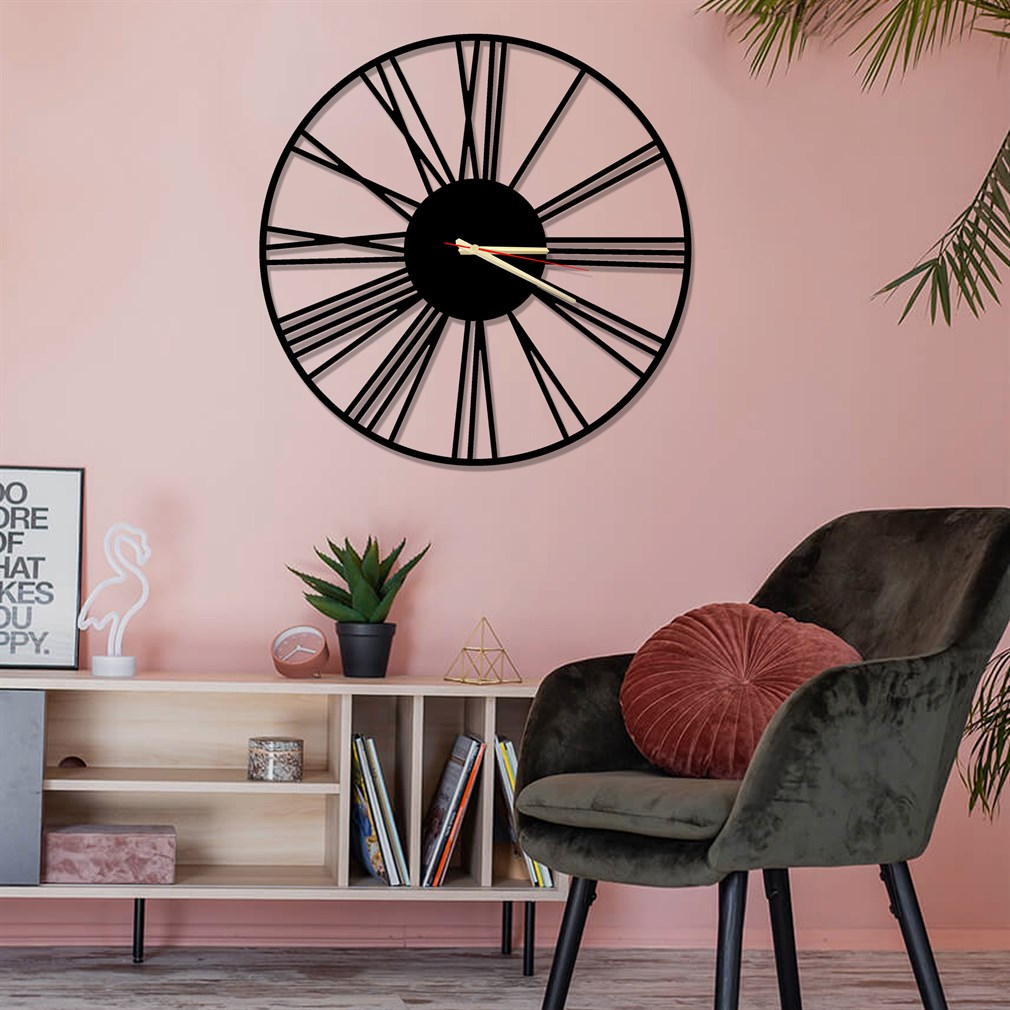 Wanduhr Vintage Stil 60 cm ohne Tickgeräusche Minimalist – Bild 3
